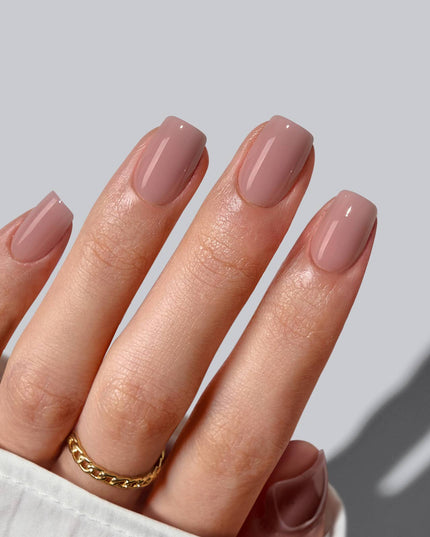 Short Square White Plain Nails - Natural Nude Press On Nails
