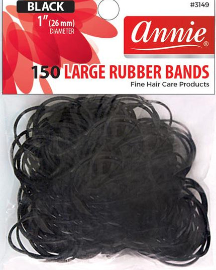 Annie 150Pc Rubber Bands Black Large