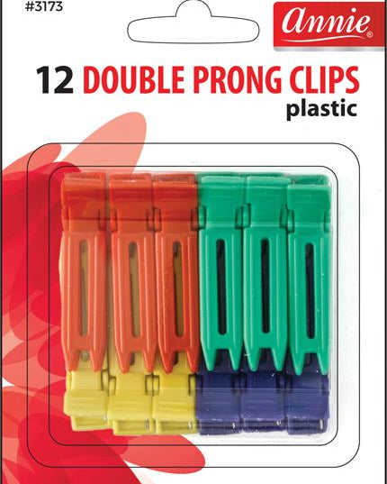 Annie 12Pc Double Prong Clips Assort Color