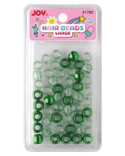 Joy Large Hair Beads 50Ct Green Metallic & Glitter