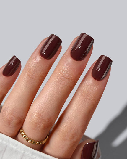 Leopard French Press On Nails | Short Almond Square Brown