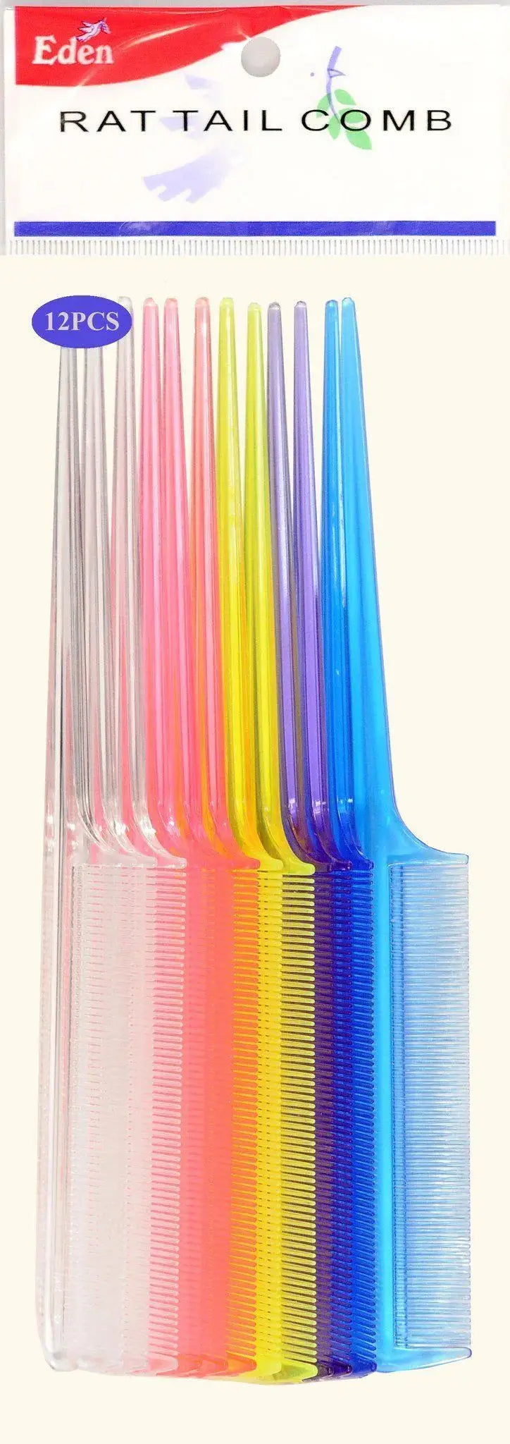 Eden Clear Assort Rat Tail Comb (12PC)