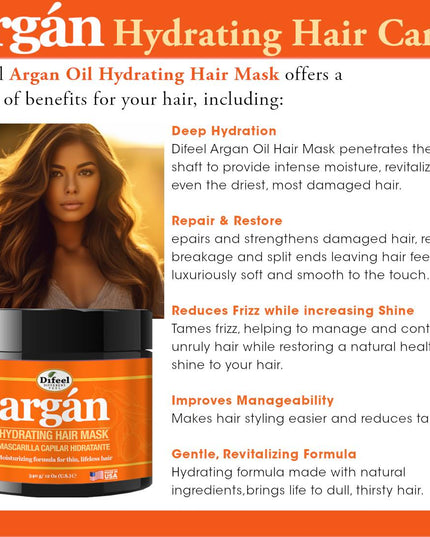 Difeel Argan Hydrating Hair Mask 12 oz