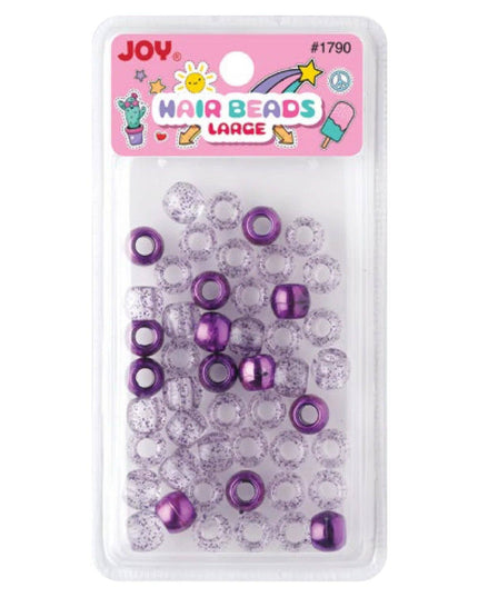 Joy Large Hair Beads 50Ct Purple Metallic & Glitter