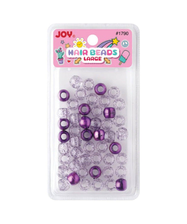 Joy Large Hair Beads 50Ct Purple Metallic & Glitter