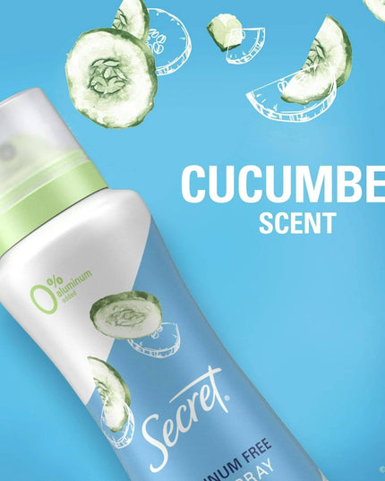 Secret Aluminum Free Dry Spray Deodorant, Refreshing Cucumber, 4.1 oz