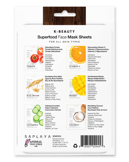 Saplaya - K Beauty Superfood Face Mask Sheet 6 PK