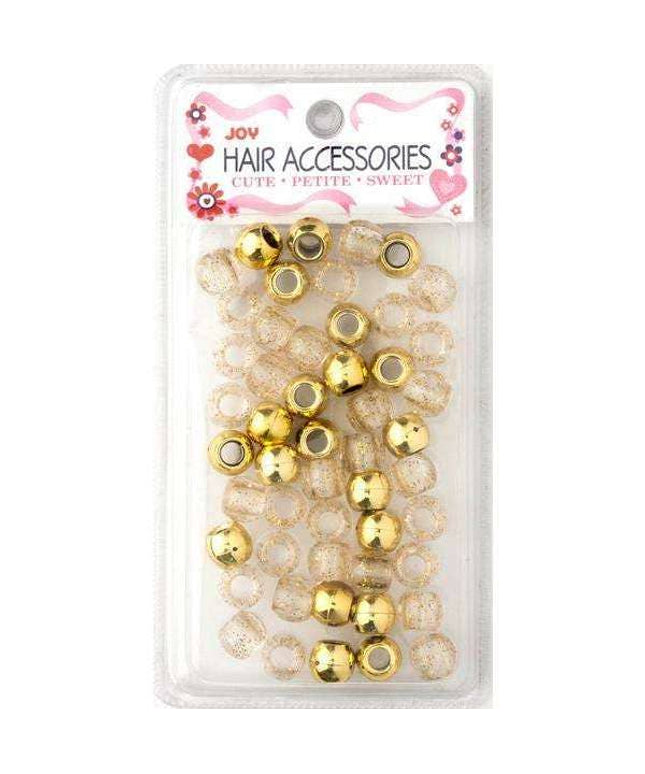 Joy Large Hair Beads 50Ct Gold Metallic & Glitter