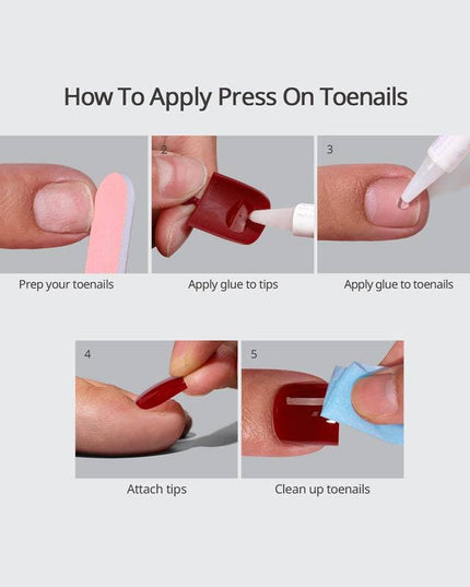 Short Square Blue Toenails - BTArtbox Press On Toe Nails Set