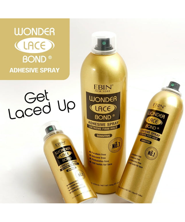 Ebin Wonder Lace Bond Adhesive Spray Extreme Firm Hold Sensitive - 2.7oz / TWO oz