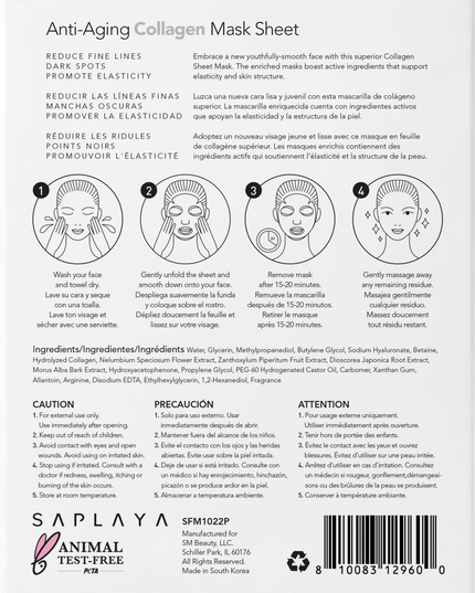 Saplaya - K-Beauty Collagen 10pc Face Mask Pack