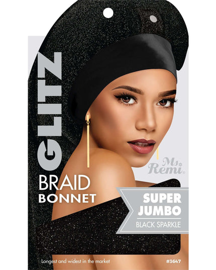 Ms. Remi Glitz Braid Bonnet Jumbo - XL Black