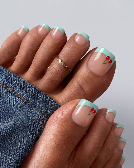 BTArtbox Press on Toenails - White Short Squoval Toe Nails