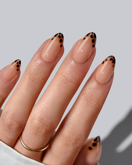 Leopard French Press On Nails | Short Almond Square Brown