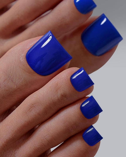Short Square Blue Toenails - BTArtbox Press On Toe Nails Set