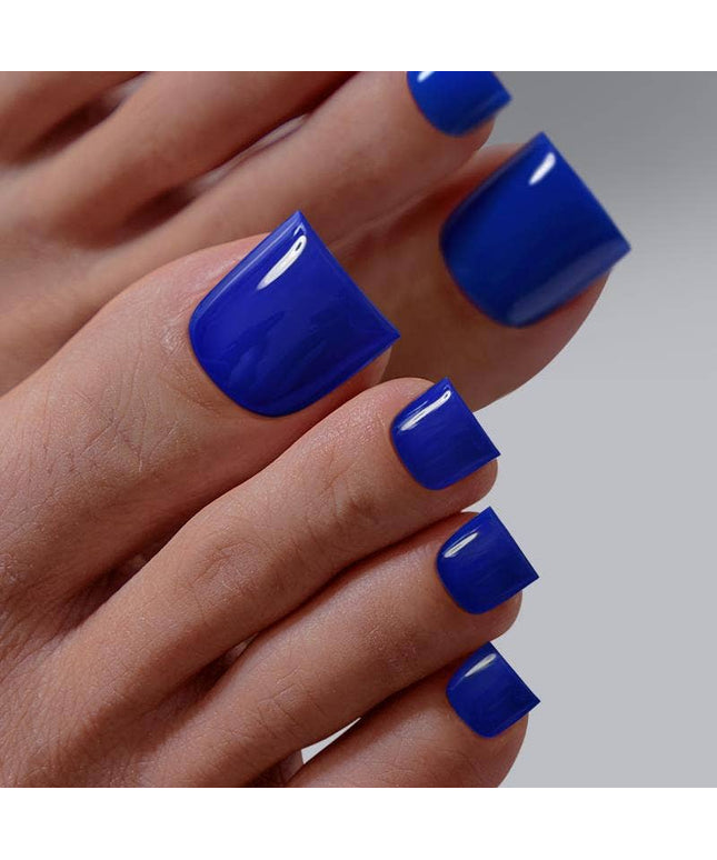 Short Square Blue Toenails - BTArtbox Press On Toe Nails Set