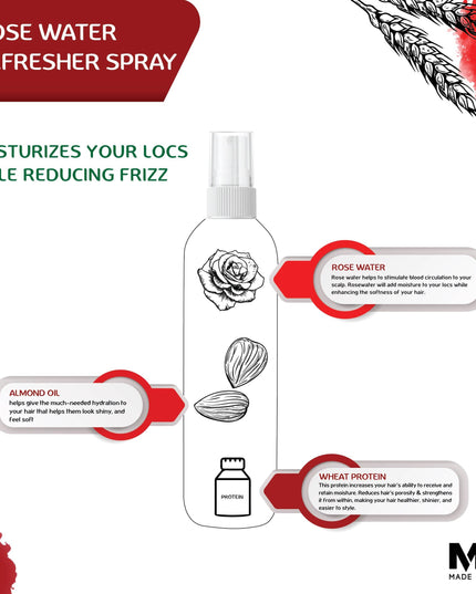 Locs Rose-Water Refresher Spray | 8 oz