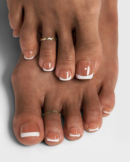 BTArtbox Press on Toenails - White Short Squoval Toe Nails