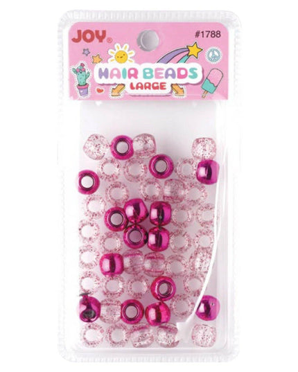 Joy Large Hair Beads 50Ct Magenta Metallic & Glitter