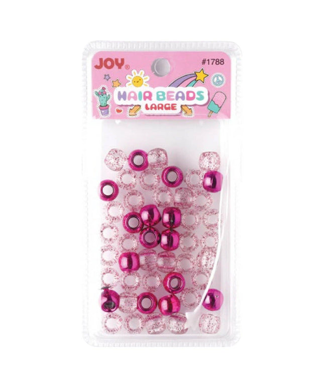 Joy Large Hair Beads 50Ct Magenta Metallic & Glitter