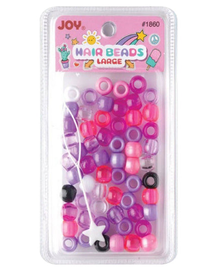 Joy Large Hair Beads 60Ct Purple & Pink Asst