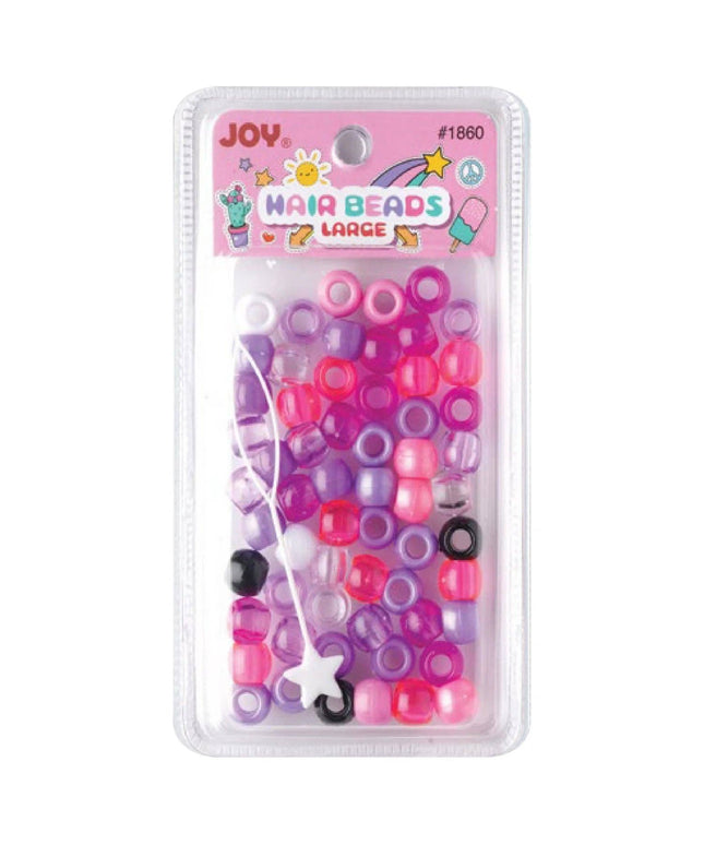 Joy Large Hair Beads 60Ct Purple & Pink Asst