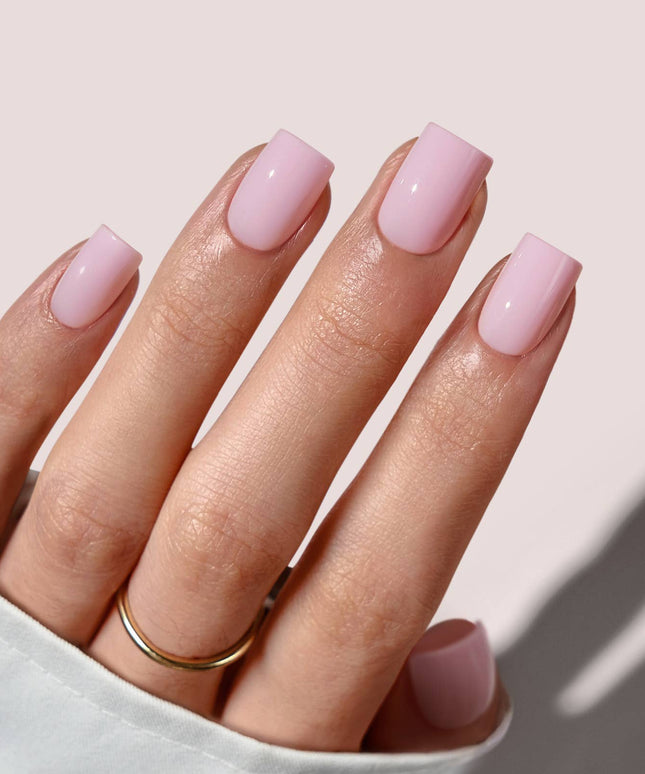 Short Square White Plain Nails - Natural Nude Press On Nails