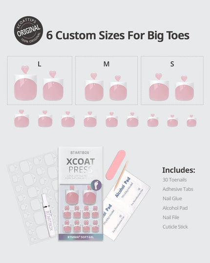 Ma'am Press On Toe Nails | Soft Gel Square French Tip