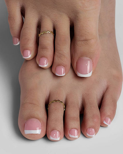 BTArtbox Press on Toenails - White Short Squoval Toe Nails