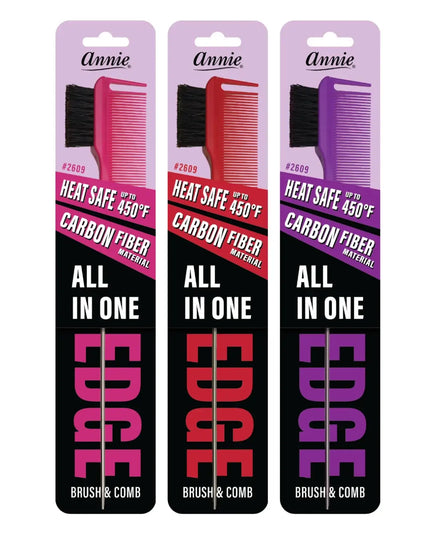 Annie All In One Edge Brush Natural Boar Bristle Black
