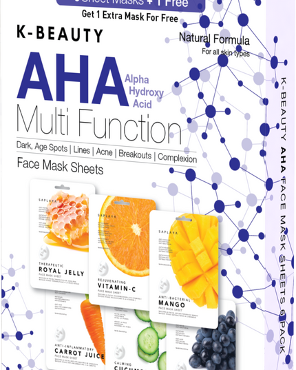 Saplaya - K-Beauty AHA Multi Function Face Mask Sheet 6 PK
