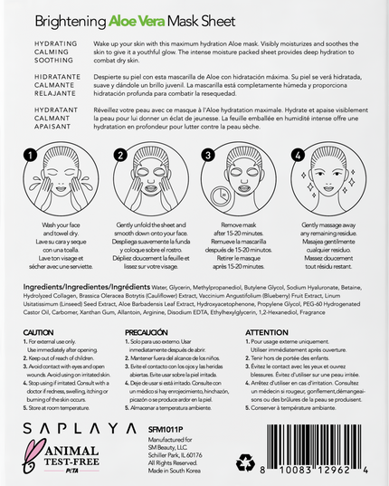 Saplaya - K-Beauty Aloe Vera 10pc Face Mask Pack
