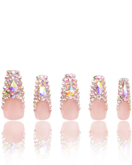LOVFUL Angel's Tear Rhinestone Handmade Reusable Full Cover Press on Nails H48