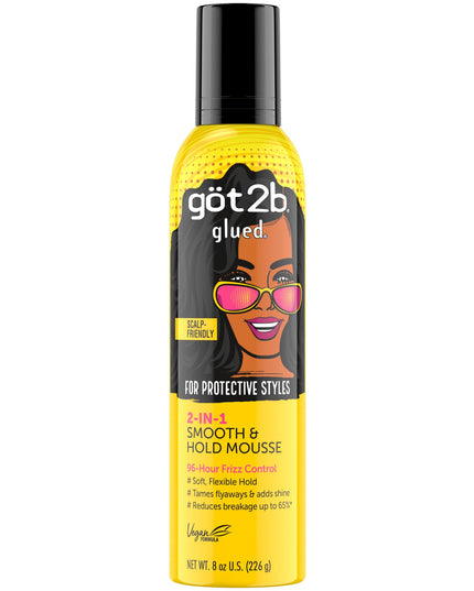 got2b glued 2-IN-1 Protective Styles 2-in-1 Smooth & Hold Mousse 8oz