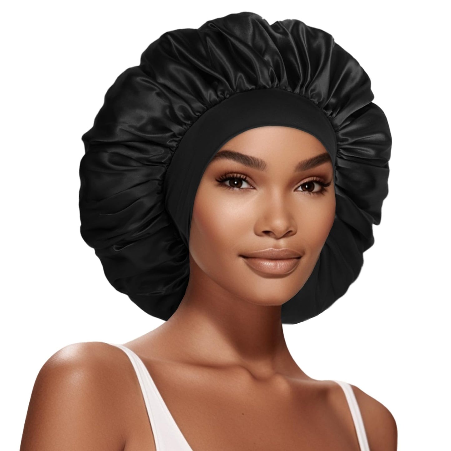 Large Satin Sleep Cap / Black