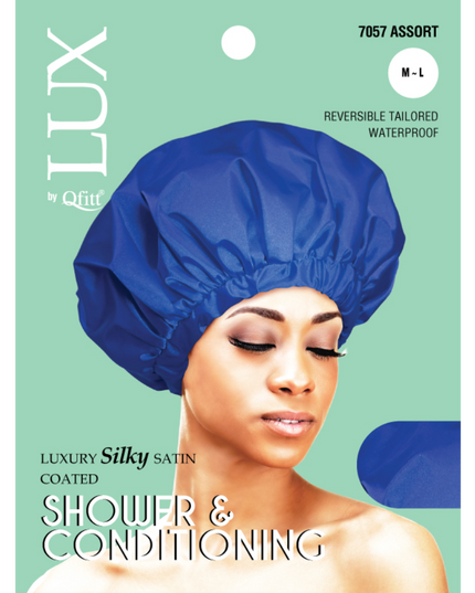 Lux Luxury Silky Satin Coated Shower & Conditioning Cap - Braid / Onyx