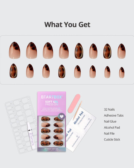Leopard French Press On Nails | Short Almond Square Brown