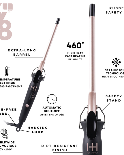 Hot & Hotter Extra Long Ceramic Tourmaline Curling Iron 3/8