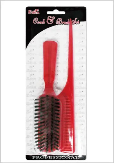 Eden Bone Tail Comb & Plastic Brush Set  - Assort