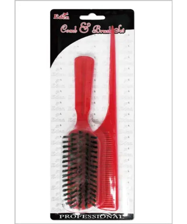 Eden Bone Tail Comb & Plastic Brush Set  - Assort