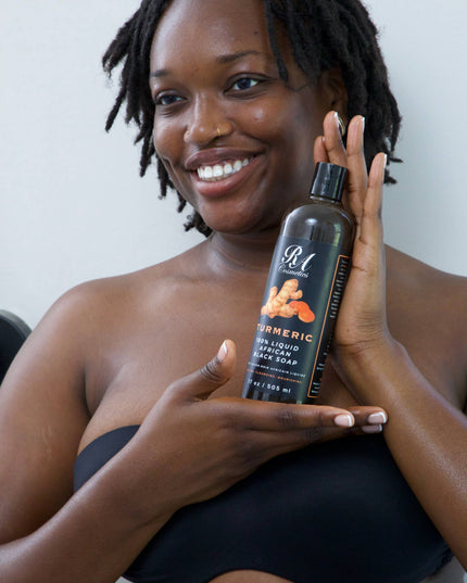 100% Liquid African Black Soap, Turmeric - 8oz