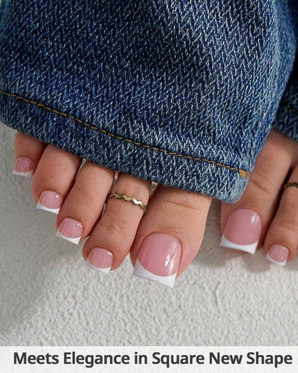 Ma'am Press On Toe Nails | Soft Gel Square French Tip
