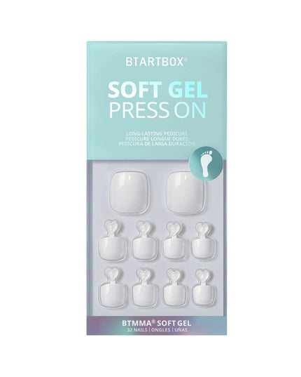 BTArtbox Press on Toenails - White Short Squoval Toe Nails