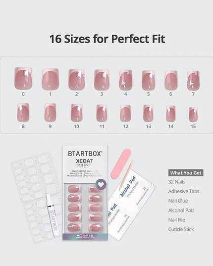 French Tip Press On Nails Bulk- Short Square Elegant Spring