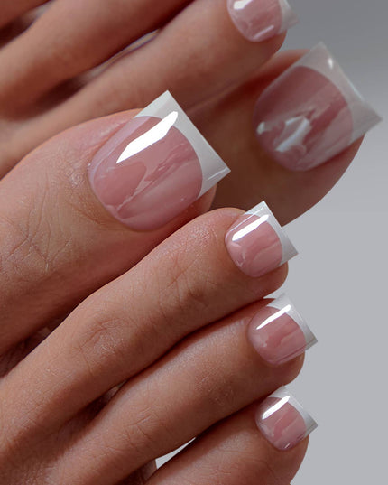 BTArtbox Press on Toenails - White Short Squoval Toe Nails