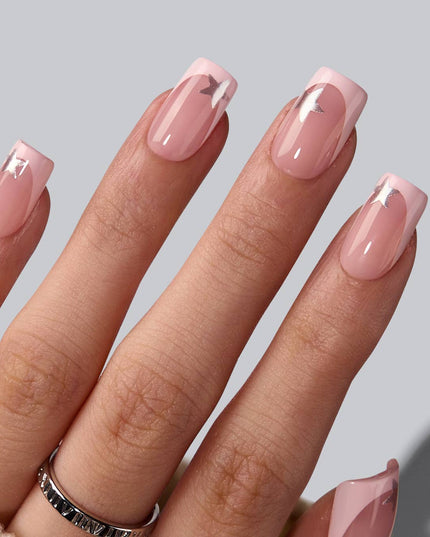 French Tip Press On Nails Bulk- Short Square Elegant Spring
