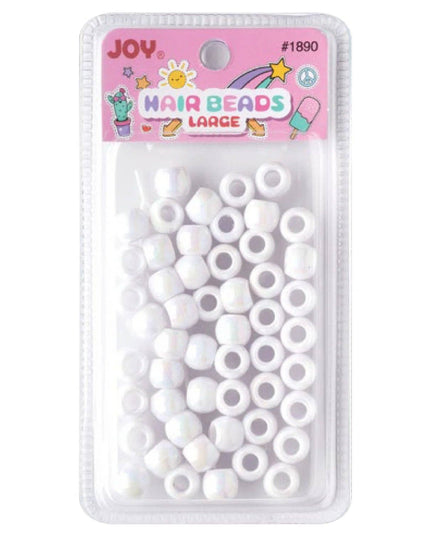 Joy Large Hair Beads 50Ct White