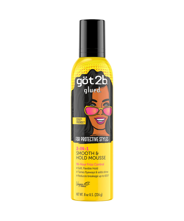 got2b glued 2-IN-1 Protective Styles 2-in-1 Smooth & Hold Mousse 8oz