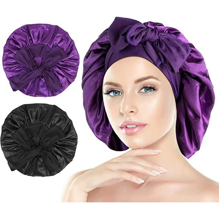 Large Satin Sleep Cap / Black