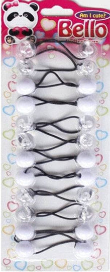 10 Ball / 16mm Ball Ponytail Holders - Multiple Colors - Clear & White
